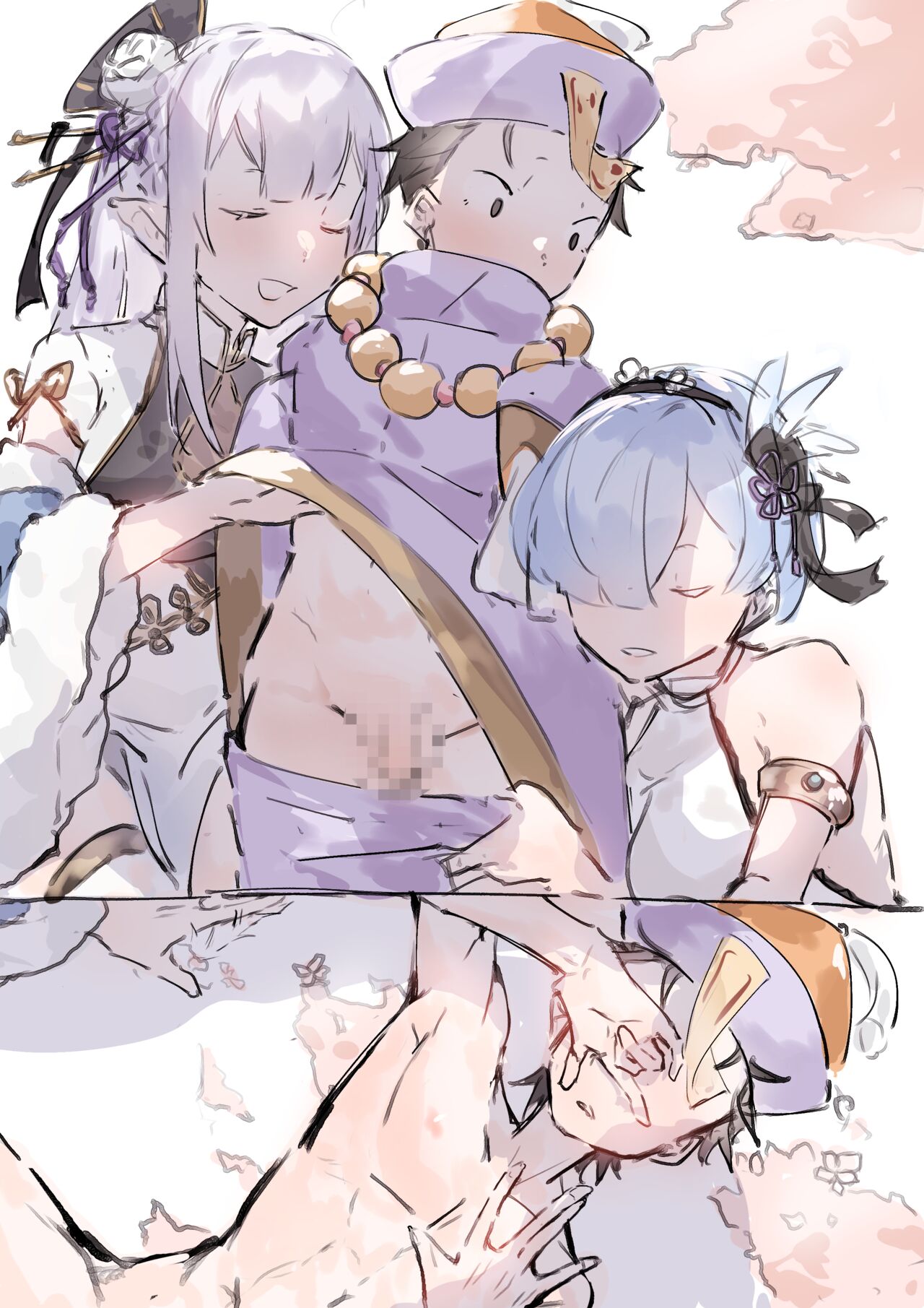 Emilia, Rem and Subaru futanari page 5 full