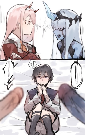 [Angel] Zero Two and Zero One x Hiro futa cover