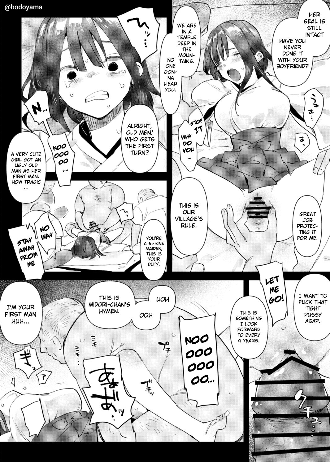A story about a girl being forced to sacrifice her virginity as a village shrine maiden. page 2 full
