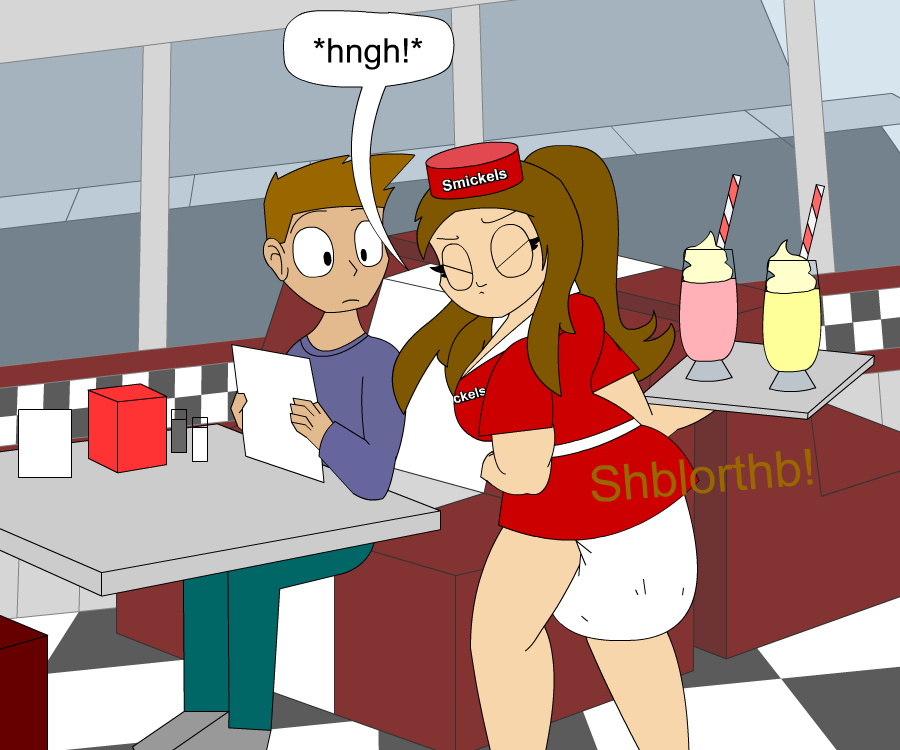 Diaper Waitress and rollerskates page 7 full