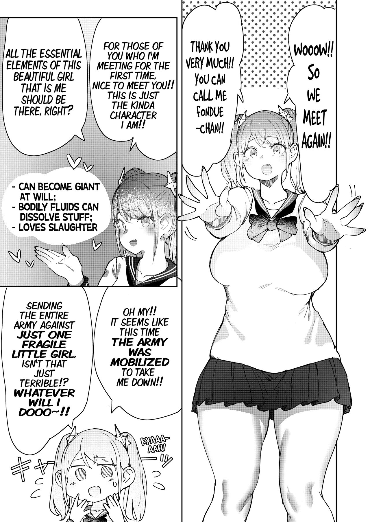 Zankoku Kyodai Musume Fondue-chan no Ecchi na Juusan | Cruel Giantess Fondue-chan Sexy Overrun page 3 full