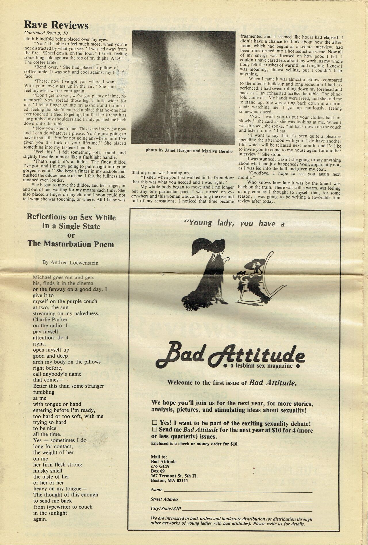 Bad Attitude vol. 1 no. 1 Spring 1984 page 12 full