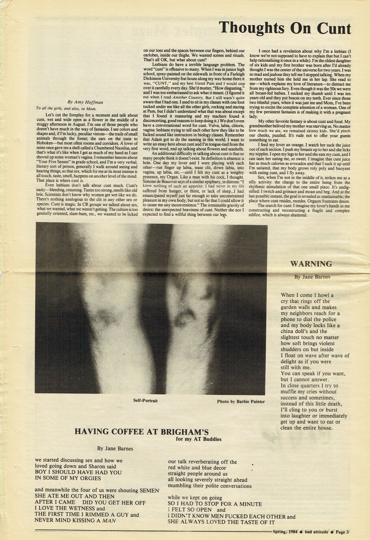 Bad Attitude vol. 1 no. 1 Spring 1984 page 3 full