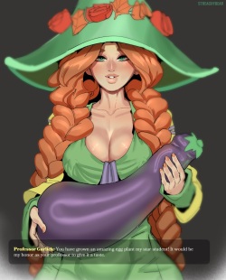 Professor Garlick tries the magic eggplant