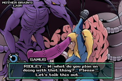 Samus captured by Ridley
