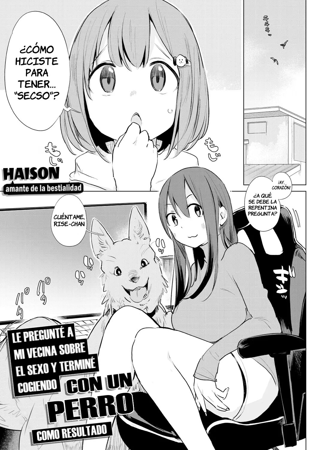 Kinjo no Onee-san ni Sex no Shitsumon o Shitara Inukan o Susumerareta Hanashi | Le pregunté a mi vecina sobre el sexo y terminé cogiendo con un perro como resultado page 2 full