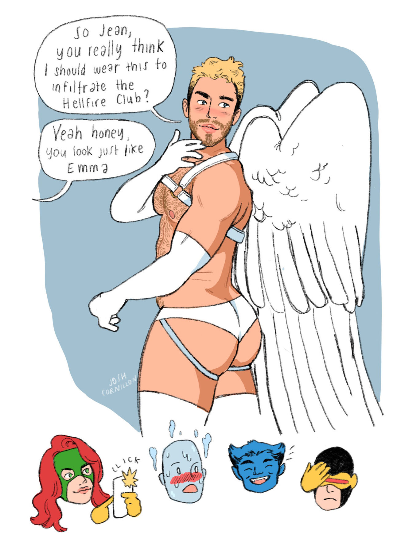 Himbo Angel & Bottom Bobby - an 18+ X-Men sketchbook by Josh Cornillon page 4 full