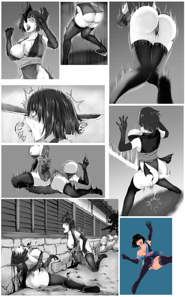 A female ninja is cut in two without mercy page 12 full