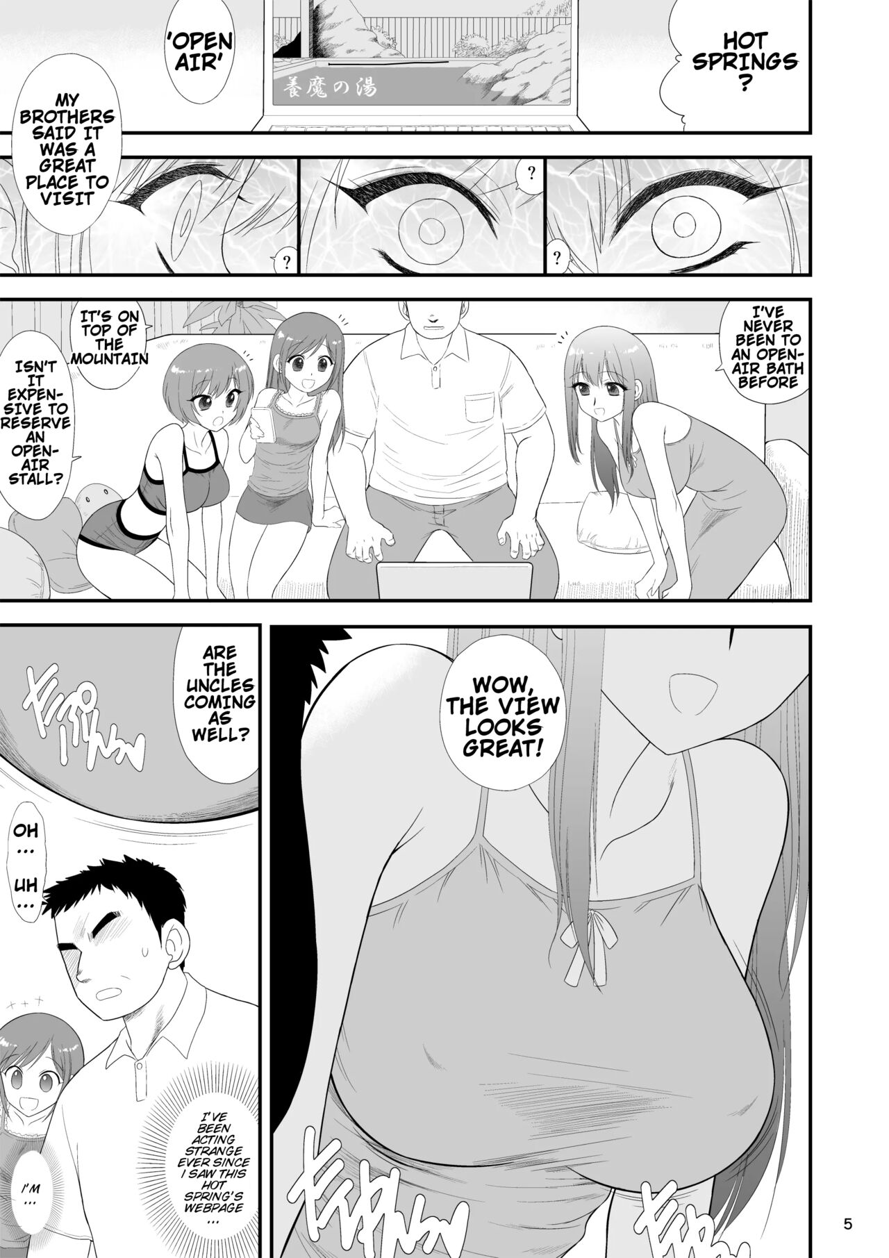 Bijin Sanshimai to Chichioya to Oji ga Konyoku Onsen ni Ikimashita page 4 full